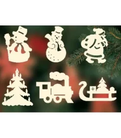 6 Figurines De Noël En Bois Pour Sapin - Set N° 2|Ratags, décos de Noël lumineuses en bois Clearance