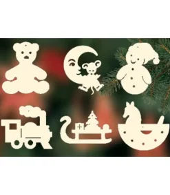 6 Jouets En Bois Pour La Décoration Du Sapin - Set N° 5|Ratags, décos de Noël lumineuses en bois Outlet