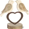 2 Oiseaux En Bois Sur Un Coeur, 9 Cm|Waldfabrik, photophore en bois et étoile sapin de Noël Discount