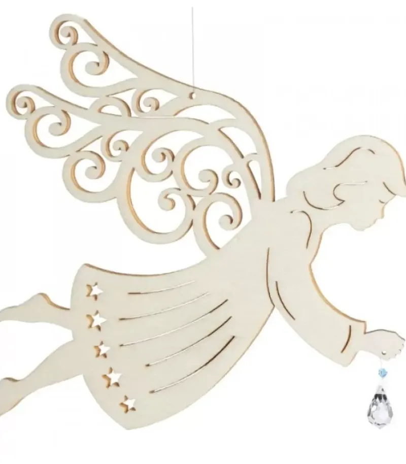 Ange De Noël A Suspendre En Feuille D'Erable Avec Cristal Swarovski, 19 Cm|Waldfabrik, photophore en bois et étoile sapin de Noël Sale