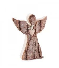 Ange De Noël En Bois, Avec Coeur Et Echarpe, 12 Cm|Waldfabrik, photophore en bois et étoile sapin de Noël Outlet