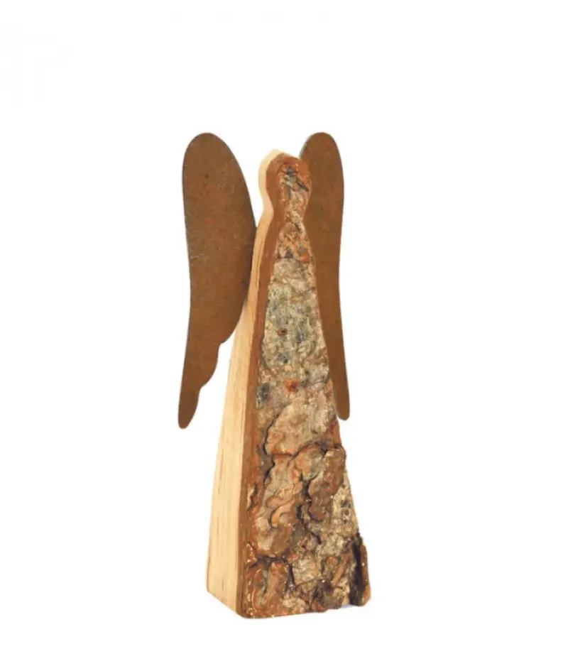 Ange De Noël En Bois Avec Ailes Metal, 12 Cm|Waldfabrik, photophore en bois et étoile sapin de Noël Sale