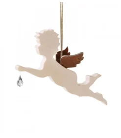 Ange En Bois D'Erable Avec Un Cristal Swarovski, Allonge|Waldfabrik, photophore en bois et étoile sapin de Noël Discount