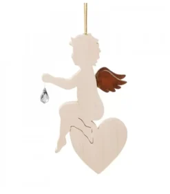 Ange En Bois D'Erable Avec Un Cristal Swarovski Assis Sur Un Coeur|Waldfabrik, photophore en bois et étoile sapin de Noël Sale