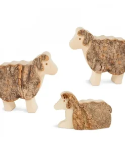 Animaux En Bois Pour Crèche De Noël, Trois Moutons 5 Cm|Waldfabrik, photophore en bois et étoile sapin de Noël
