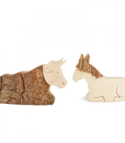 Animaux En Bois Pour Crèche De Noël, L'Ane Et Boeuf, 6 Cm|Waldfabrik, photophore en bois et étoile sapin de Noël