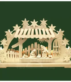 Arche Lumineuse Led, Personnages Crèche De Noël En Bois Naturel Cisele|Ratags, décos de Noël lumineuses en bois New
