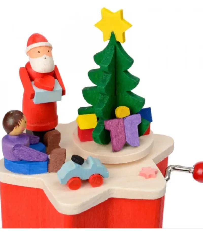 Boite A Musique A Manivelle Rouge, Père Noël Et Enfant|Graupner, décoration de sapin de Noël, Déco Noël enfant Clearance