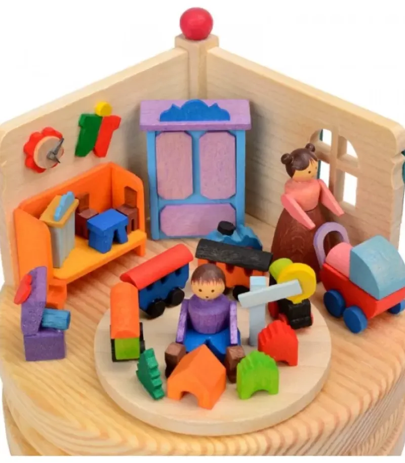 Boite A Musique En Bois, Maman Et Ses 2 Enfants|Graupner, décoration de sapin de Noël, Déco Noël enfant Outlet