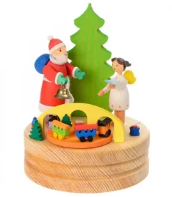 Boite A Musique En Bois, Père Noël Et Ange Blanc|Graupner, décoration de sapin de Noël, Déco Noël enfant New