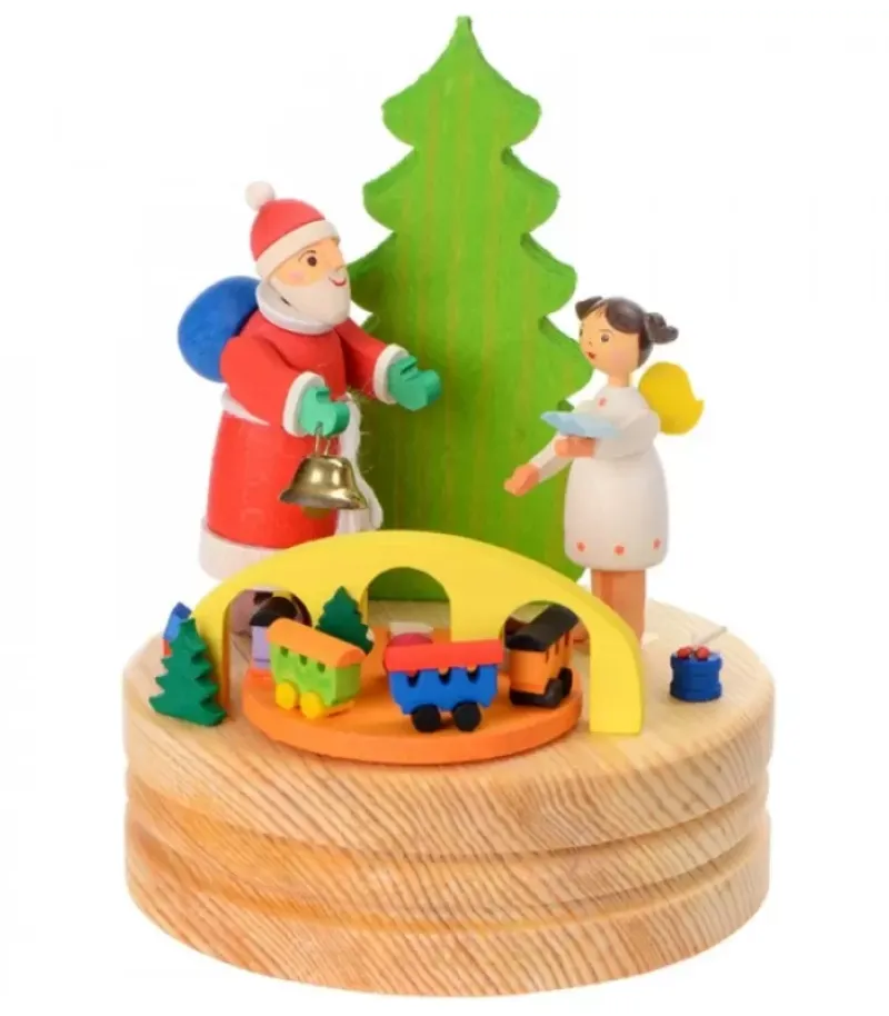 Boite A Musique En Bois, Père Noël Et Ange Blanc|Graupner, décoration de sapin de Noël, Déco Noël enfant New