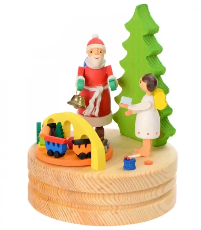 Boite A Musique En Bois, Père Noël Et Ange Blanc|Graupner, décoration de sapin de Noël, Déco Noël enfant New