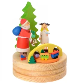 Boite A Musique En Bois, Père Noël Et Ange Blanc|Graupner, décoration de sapin de Noël, Déco Noël enfant New
