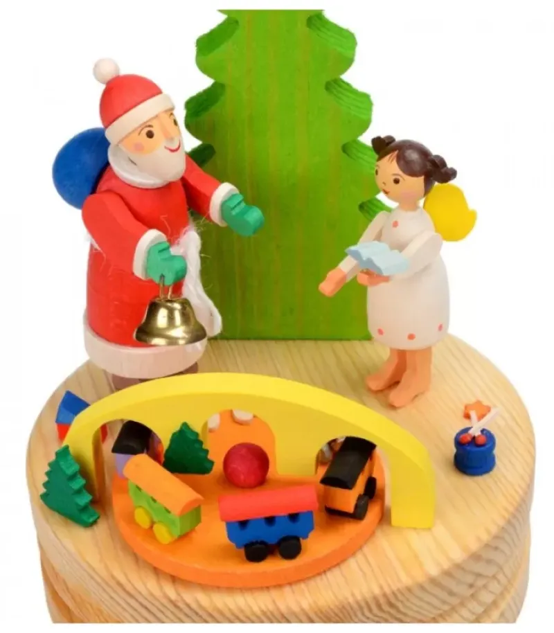 Boite A Musique En Bois, Père Noël Et Ange Blanc|Graupner, décoration de sapin de Noël, Déco Noël enfant New