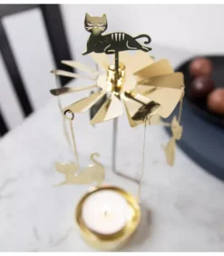 Bougeoir Carrousel Famille Chats Dores|Pluto Produkter, déco de Noël Scandinave Hot