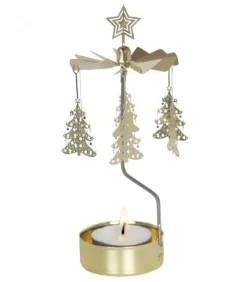 Bougeoir Carrousel Sapins De Noël Dores|Pluto Produkter, déco de Noël Scandinave Discount
