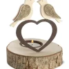 Bougeoir En Bois, 2 Oiseaux Sur Un Coeur, 13 Cm|Waldfabrik, photophore en bois et étoile sapin de Noël Best