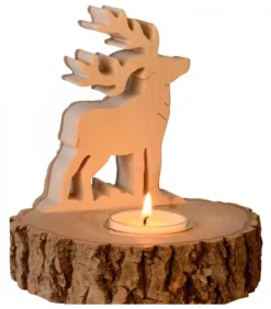 Bougeoir En Bois Brame Du Cerf, 13 Cm|Waldfabrik, photophore en bois et étoile sapin de Noël Outlet