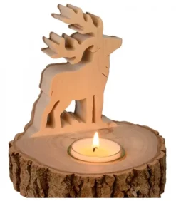 Bougeoir En Bois Brame Du Cerf, 13 Cm|Waldfabrik, photophore en bois et étoile sapin de Noël Outlet