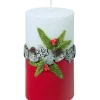 Bougie Décorative De Noël, Blanc Rouge, 12 Cm|Ewa Kerzen, bougies de Noël et bougies de l'Avent Discount