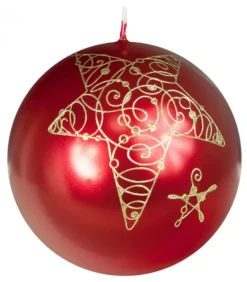 Bougie De Noël Boule Avec Etoile, 8 Cm|Ewa Kerzen, bougies de Noël et bougies de l'Avent Discount