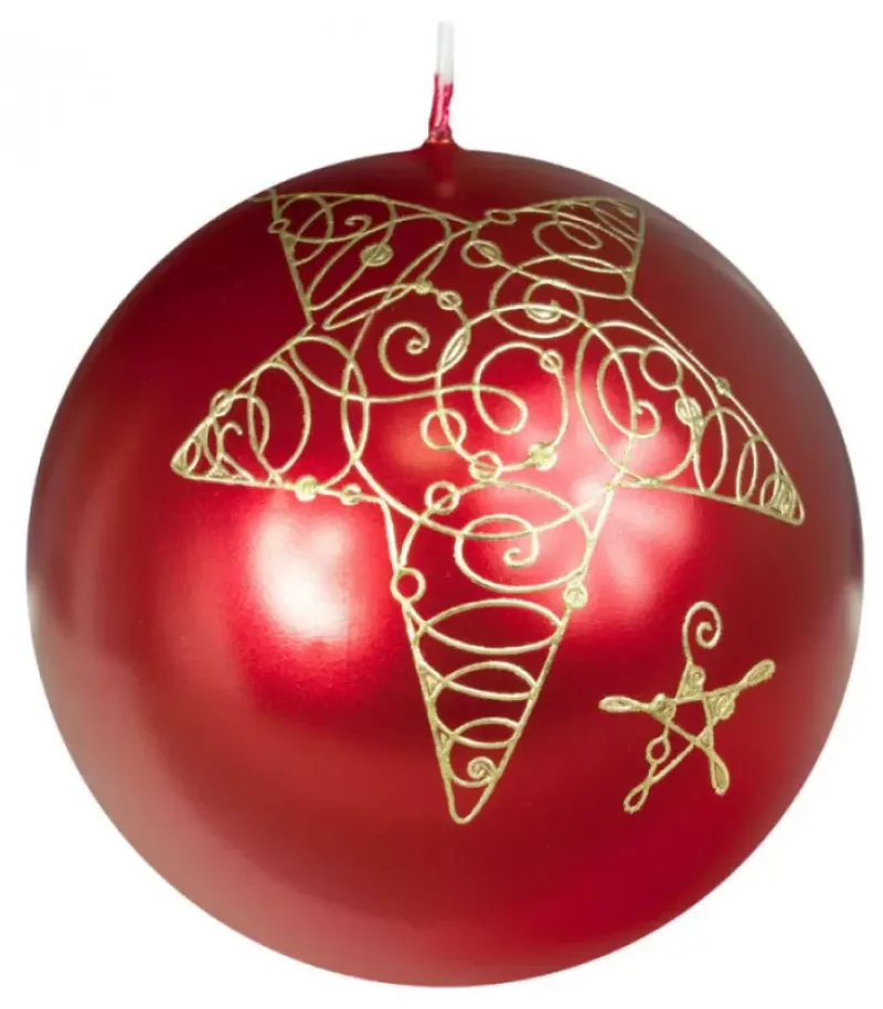 Bougie De Noël Boule Avec Etoile, 8 Cm|Ewa Kerzen, bougies de Noël et bougies de l'Avent Discount