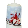 Bougie De Noël Ronde Avec Des Pères Noël Sur Un Traineau|Ewa Kerzen, bougies de Noël et bougies de l'Avent Hot