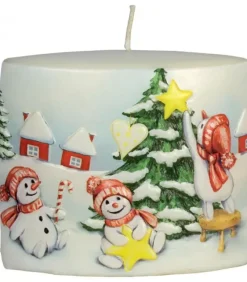 Bougie De Noël Vintage Scene Bonhommes De Neige Et Sapin|Ewa Kerzen, bougies de Noël et bougies de l'Avent Sale