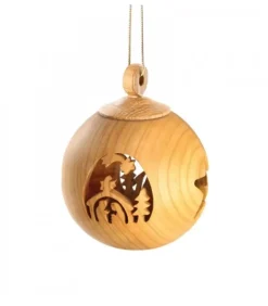 Boule De Noël En Bois, Motif Crèche, 6 Cm|Waldfabrik, photophore en bois et étoile sapin de Noël New
