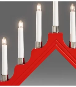 Chandelier À 7 Branches En Bois, Rouge|Konstsmide, guirlandes lumineuses de Noël Hot