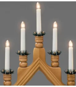 Chandelier 7 Bougies Electriques En Bois De Chene|Konstsmide, guirlandes lumineuses de Noël Sale