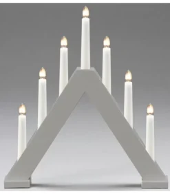 Chandelier En Bois Scandinave, Laque Gris Mat, 7 Ampoules|Konstsmide, guirlandes lumineuses de Noël Hot