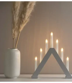 Chandelier En Bois Scandinave, Laque Gris Mat, 7 Ampoules|Konstsmide, guirlandes lumineuses de Noël Hot
