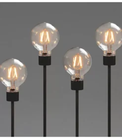 Chandelier Led 5 Ampoules Rondes Ambrees En Metal Noir, 54 Cm|Konstsmide, guirlandes lumineuses de Noël Clearance