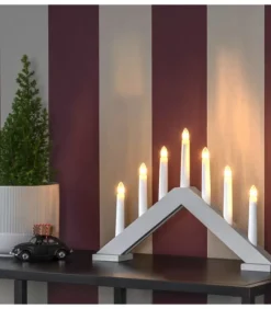 Chandelier Scandinave En Bois, Laque Beige Mat|Konstsmide, guirlandes lumineuses de Noël Outlet