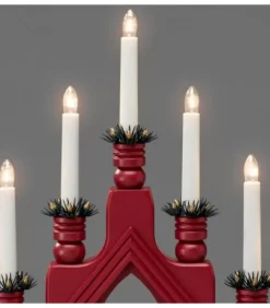 Chandelier Suedois Rouge À 7 Branches|Konstsmide, guirlandes lumineuses de Noël