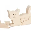 Chat En Bois Avec Deux Chatons, 8,5 Cm|Waldfabrik, photophore en bois et étoile sapin de Noël Sale