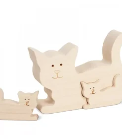 Chat En Bois Avec Deux Chatons, 8,5 Cm|Waldfabrik, photophore en bois et étoile sapin de Noël Sale