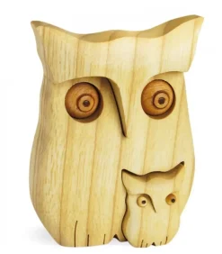 Chouette En Bois Poli Avec Enfant, 9 Cm|Waldfabrik, photophore en bois et étoile sapin de Noël
