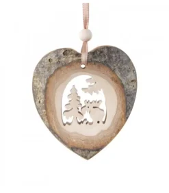 Coeur En Bois A Suspendre Motif Cisele Elan, 7 Cm|Waldfabrik, photophore en bois et étoile sapin de Noël