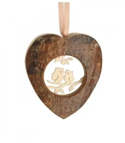 Coeur En Bois A Suspendre Motif Cisele Hiboux, 6 Cm|Waldfabrik, photophore en bois et étoile sapin de Noël Best