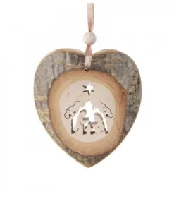 Coeur En Bois A Suspendre Motif Cisele Crèche, 7 Cm|Waldfabrik, photophore en bois et étoile sapin de Noël Hot
