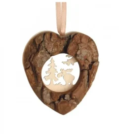 Coeur En Bois A Suspendre Motif Cisele Elan, 6 Cm|Waldfabrik, photophore en bois et étoile sapin de Noël Outlet