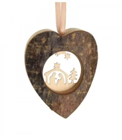Coeur En Bois A Suspendre Motif Cisele Crèche Et Etoile, 6 Cm|Zyx Music, chants de Noël Allemands traditionnels Hot