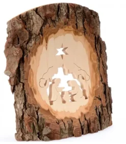 Crèche A Poser En Ecorce De Bois, 18 Cm|Waldfabrik, photophore en bois et étoile sapin de Noël Best