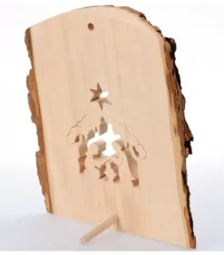 Crèche A Poser En Ecorce De Bois, 18 Cm|Waldfabrik, photophore en bois et étoile sapin de Noël Best