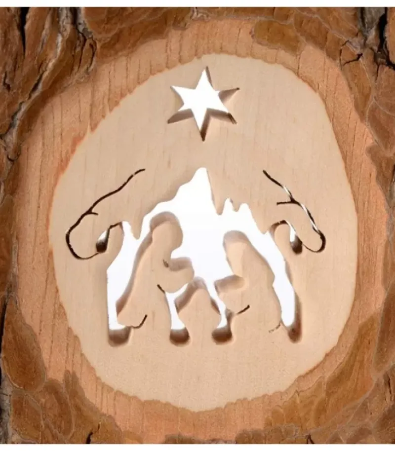 Crèche A Poser En Ecorce De Bois, 11 Cm|Waldfabrik, photophore en bois et étoile sapin de Noël Hot