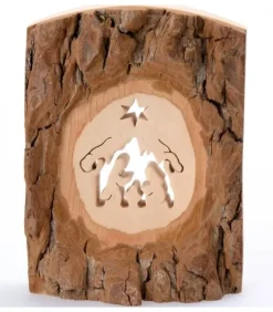 Crèche A Poser En Ecorce De Bois, 11 Cm|Waldfabrik, photophore en bois et étoile sapin de Noël Hot