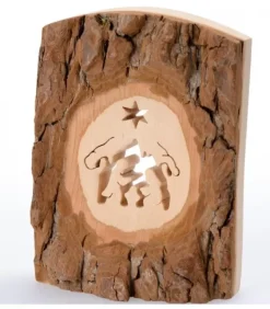Crèche A Poser En Ecorce De Bois, 11 Cm|Waldfabrik, photophore en bois et étoile sapin de Noël Hot
