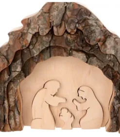 Crèche De Noël 13 Cm, Taillee Dans Une Ecorce De Bois, Motif Etable|Waldfabrik, photophore en bois et étoile sapin de Noël Online